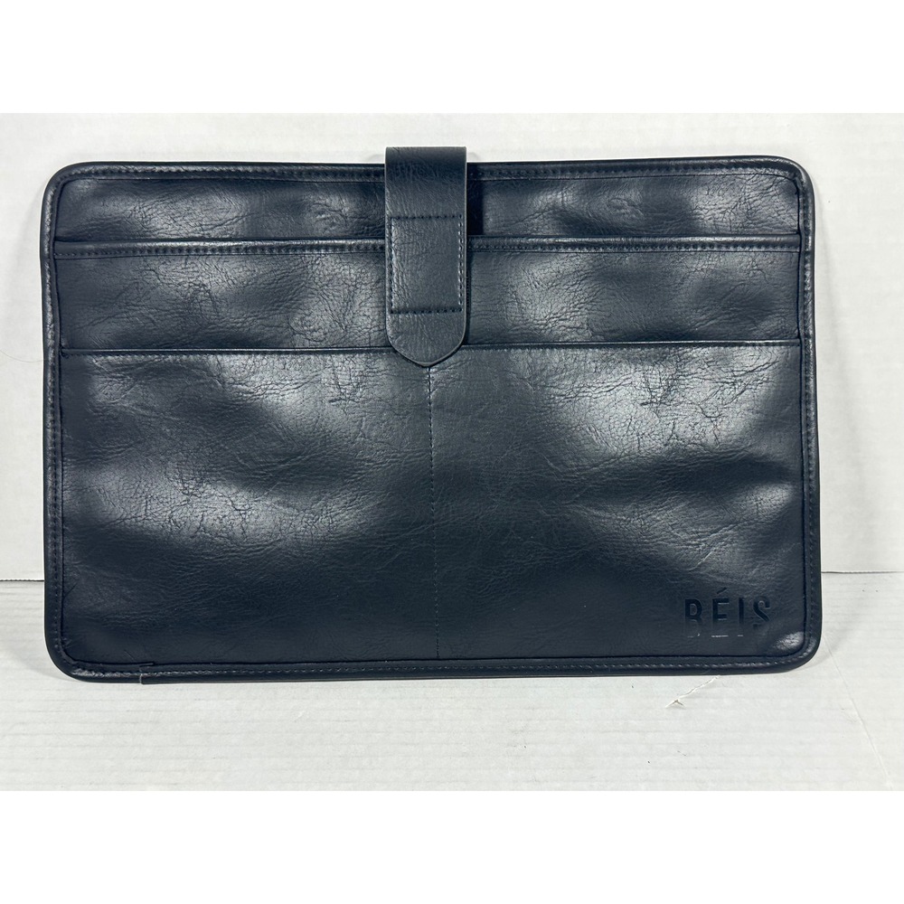 BEIS Black Vegan Leather Laptop Sleeve Professional Slim Case with Pockets